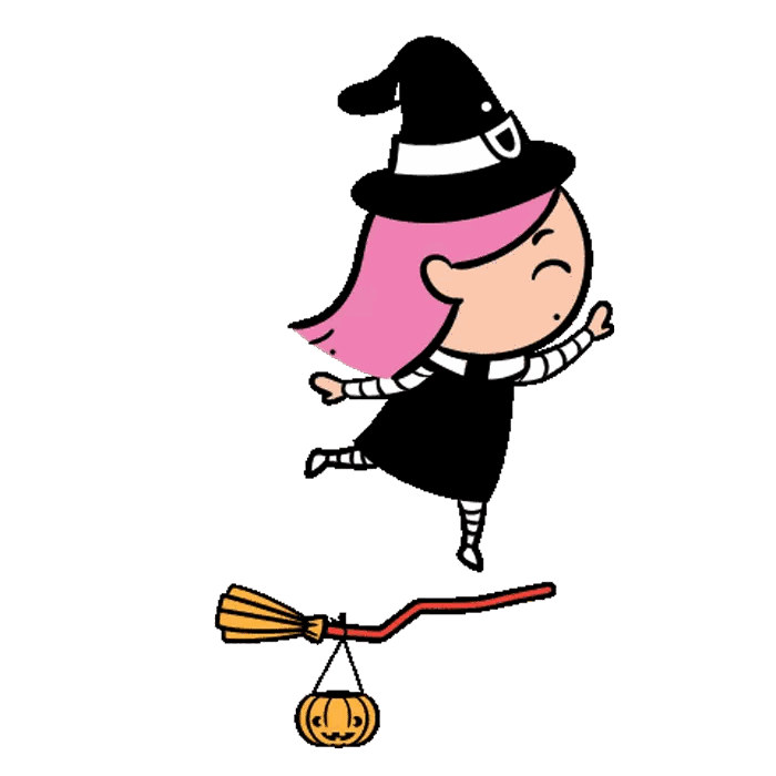 Witch Flying Through Hula Hoop Sticker