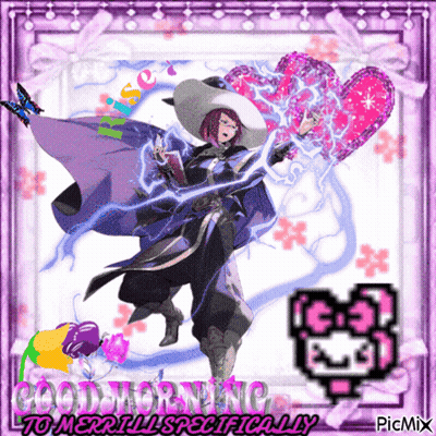 Witch Holding Balloons Saying Good Morning To Merrily Specifically GIF