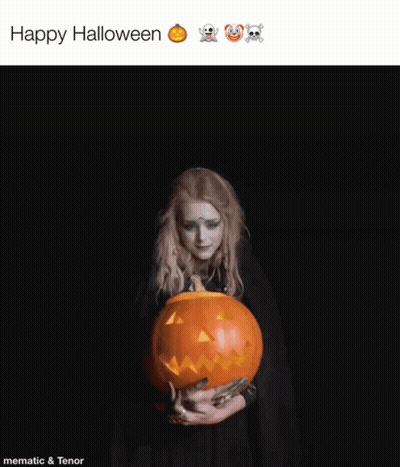 Witch Holding Pumpkin Saying Happy Halloween I Witch You A Happy Halloween GIF