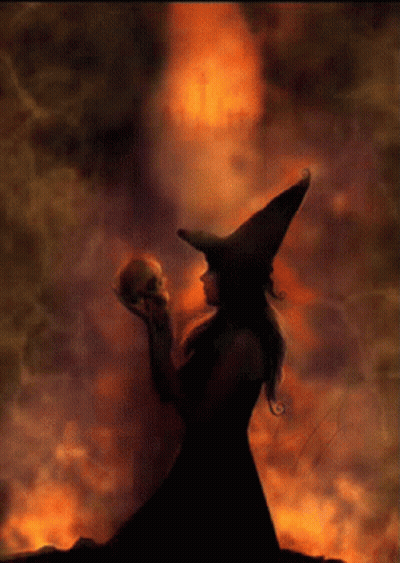 Witch Holding Skull GIF