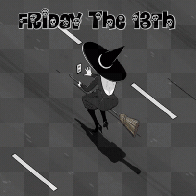 Witch On Broom Friday The 13Th GIF