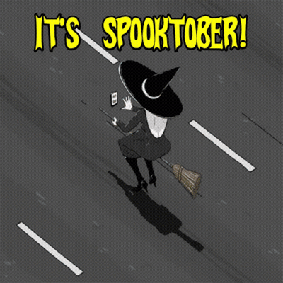 Witch On Broom It's Spooktober GIF