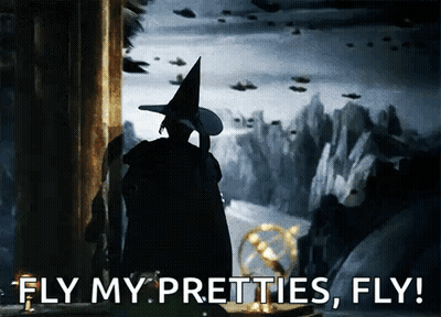 Witch Saying Fly My Pretties Fly GIF