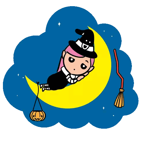 Witch Sleeping On Crescent Moon Sticker