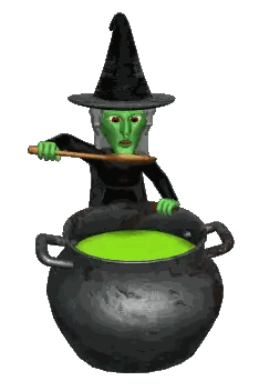Witch Stirring Cauldron With Wooden Spoon Sticker