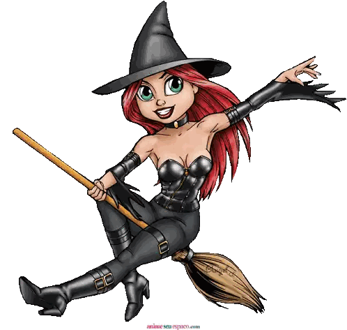 Witch With Red Hair Flying On Broomstick Sticker