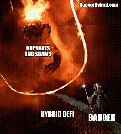 Wizard Fighting Demon Copycats Scams Hybrid Defi Badger GIF