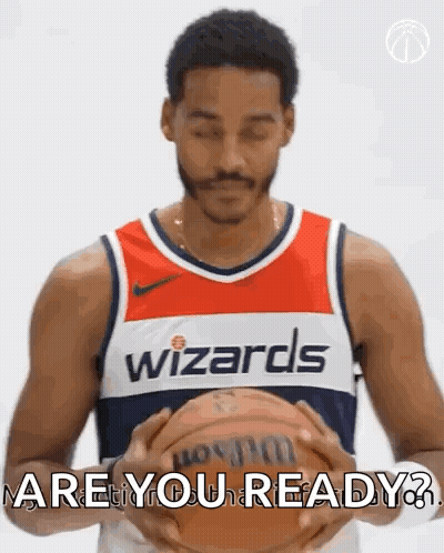 Wizards Player Holding Basketball Saying Are You Ready GIF