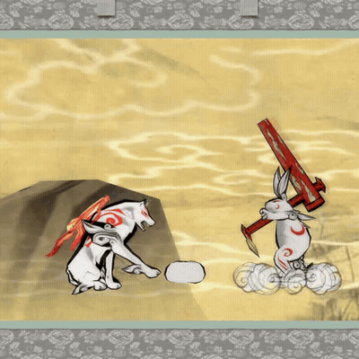 Wolf And Rabbit Holding Sword GIF