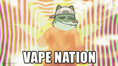 Wolf Cartoon Saying Vape Nation GIF