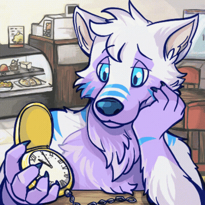 Wolf Holding Pocket Watch With Roman Numerals GIF