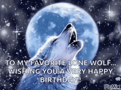Wolf Howling At Moon Happy Birthday GIF