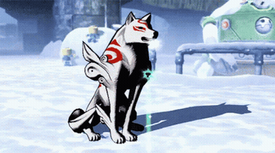 Wolf In Snow With Green Box GIF