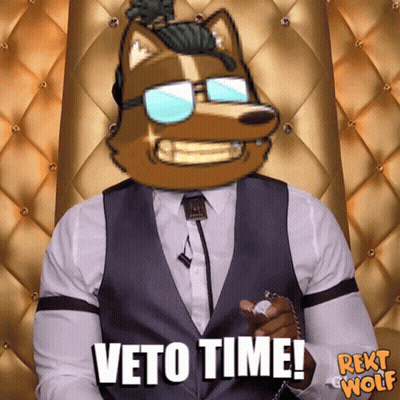 Wolf In Sunglasses And Vest Saying Veto Time GIF