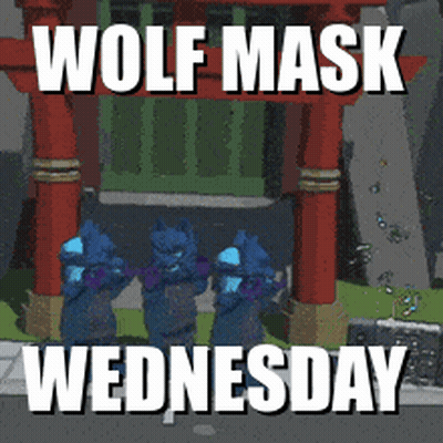 Wolf Mask Wednesday Poster Wolves In Front Of Building GIF