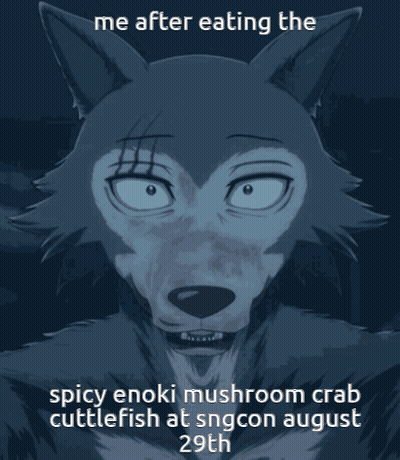 Wolf Me After Eating Spicy Enoki Mushroom Crab Cuttlefish GIF