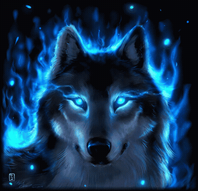 Wolf With Blue Flames GIF