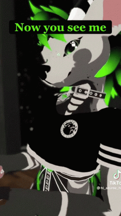 Wolf With Green Hair Saying Now You See Me GIF