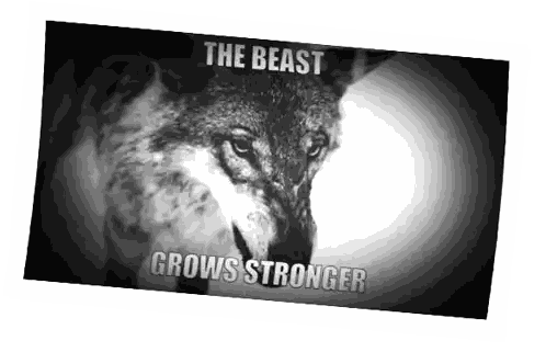 Wolf With The Beast Grows Stronger Text Sticker
