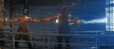 Wolverine And Deadpool Holding Hands GIF