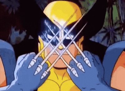 Wolverine Is Covering His Eyes With His Claws . GIF