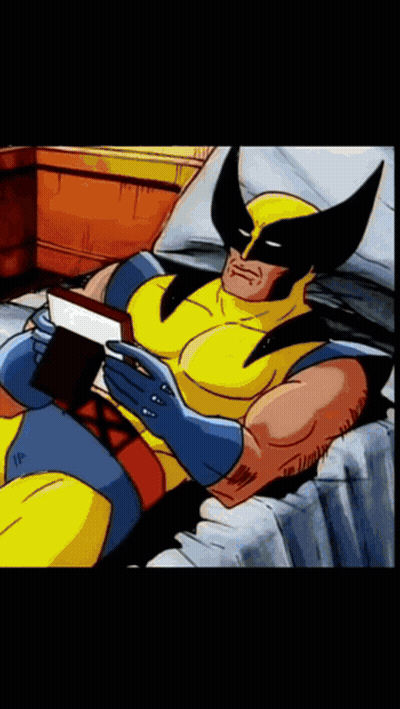 Wolverine Reading Book In Bed GIF
