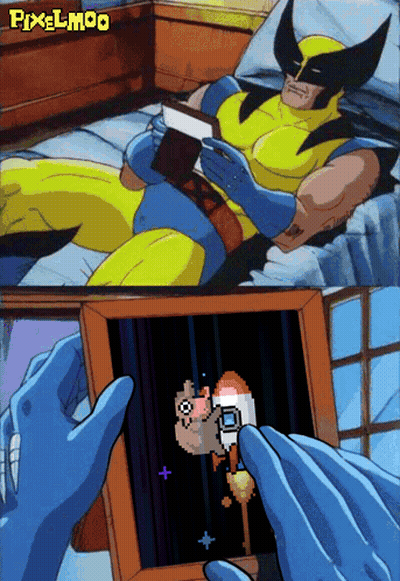 Wolverine Reading Book Next To Rocket GIF