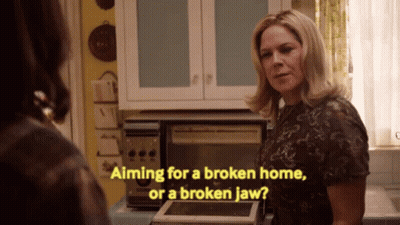 Woman Aiming For A Broken Home Or A Broken Jaw GIF