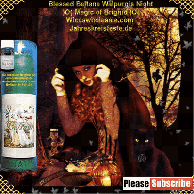 Woman And Black Cat For Beltane Waispurgis Night GIF