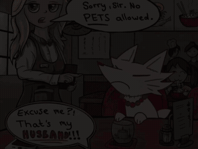 Woman And Cat With Speech Bubble Saying Sorry Sir No Pets Allowed GIF