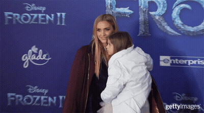 Woman And Child On Blue Frozen II Carpet GIF