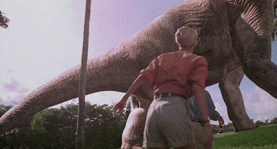 Woman And Giant Dinosaur GIF