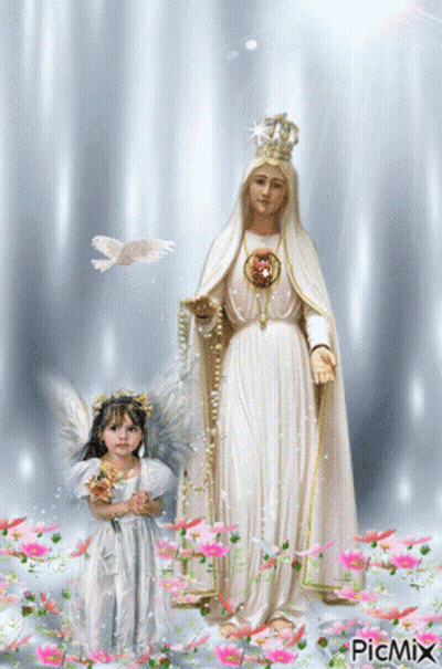 Woman And Girl With Flowers GIF