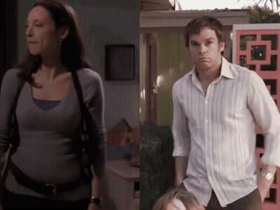 Woman And Man Standing In Front Of House GIF