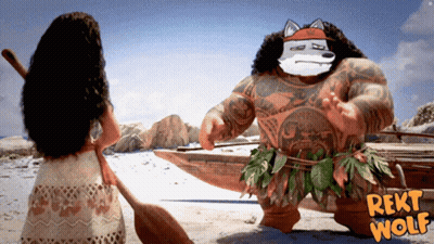 Woman And Man With Mask Saying Reiki Wolf GIF