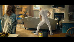 Woman And Mr Clean Vibing While Mopping  GIF