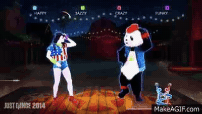 Woman And Panda Dancing In Video Game GIF