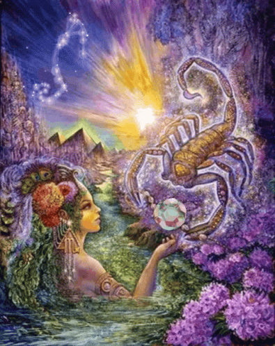 Woman And Scorpion With Constellation Scorpion GIF