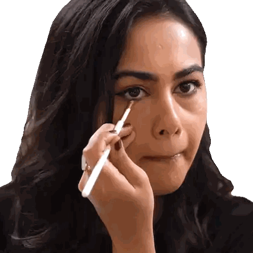Woman Applying Eyeliner With White Brush Sticker