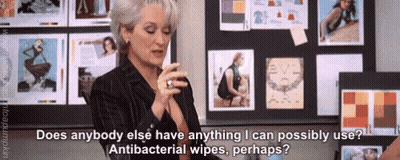 Woman Asking For Antibacterial Wipes GIF