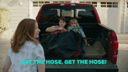 Woman Asking Husband To Get Fire Hose GIF