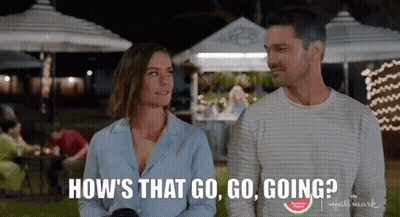 Woman Asking Man How's That Go Go Going GIF