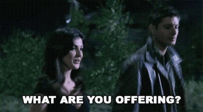 Woman Asking Man What Are You Offering GIF