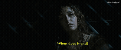 Woman Asking When Does It End Dark Room GIF