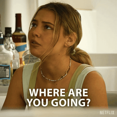 Woman Asking Where Are You Going With Alcohol Bottles GIF