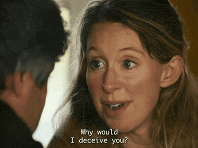Woman Asks Why Would I Deceive You Looking At Man GIF