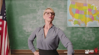 Woman At Blackboard Tickle Down Effect GIF