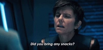 Woman At Computer Saying Did You Bring Any Snacks GIF