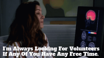 Woman At Computer Saying I'm Always Looking For Volunteers GIF