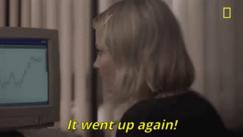 Woman At Computer Saying It Went Up Again GIF